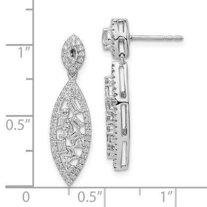 14K Weißgold Ohrhänger poliert Fancy mit echten Diamanten, Ohrstecker-Verschluss