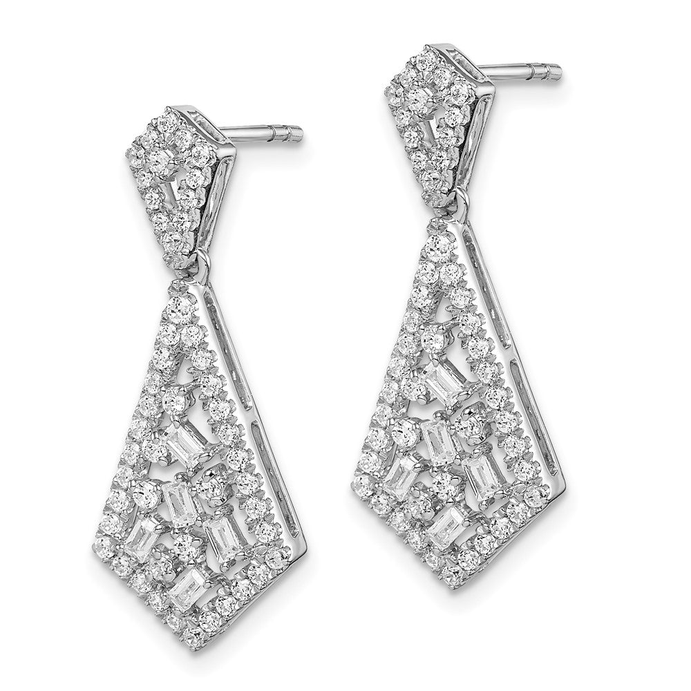 14K Weißgold Diamant Ohrhänger, poliert, mit Fantasie-Design