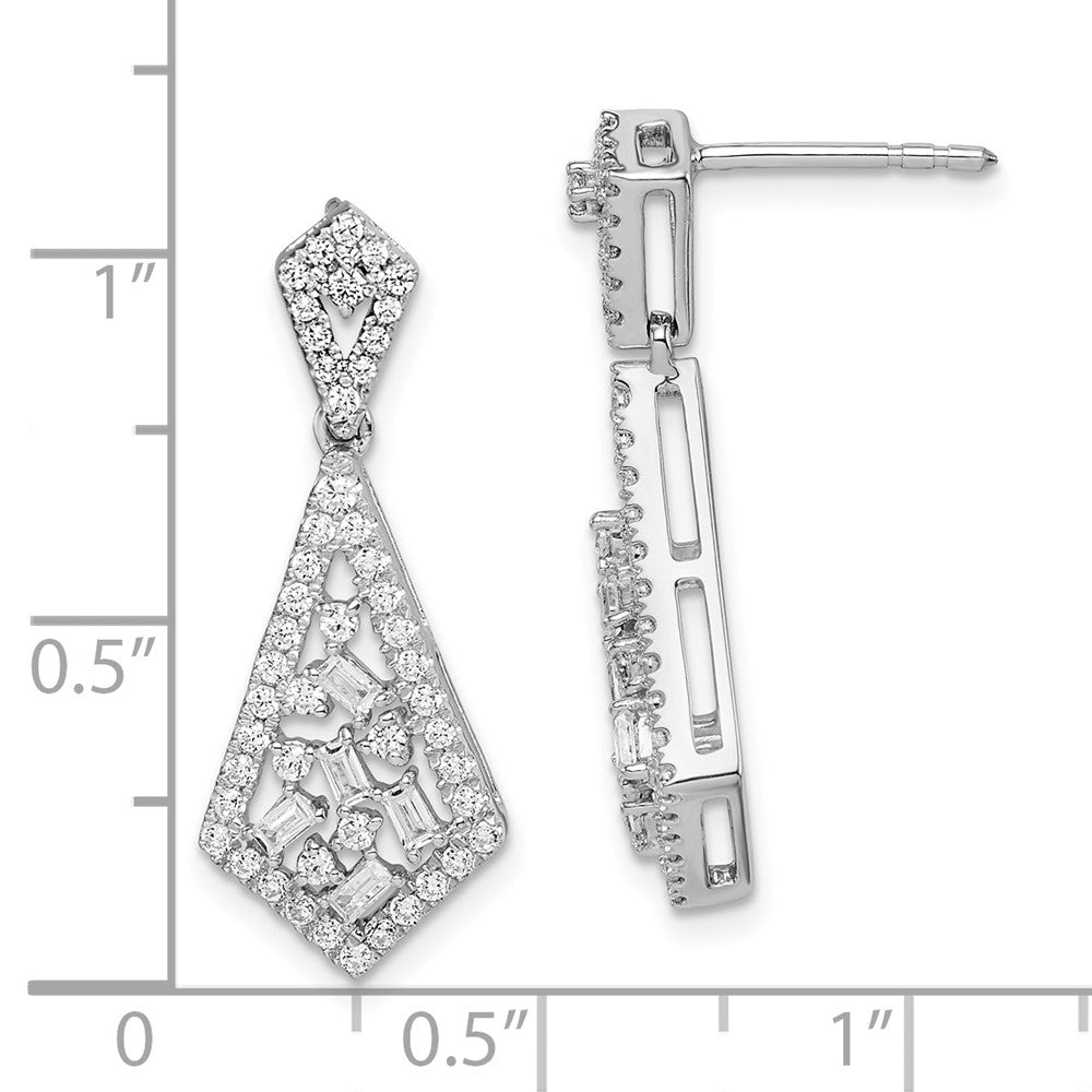 14K Weißgold Diamant Ohrhänger, poliert, mit Fantasie-Design
