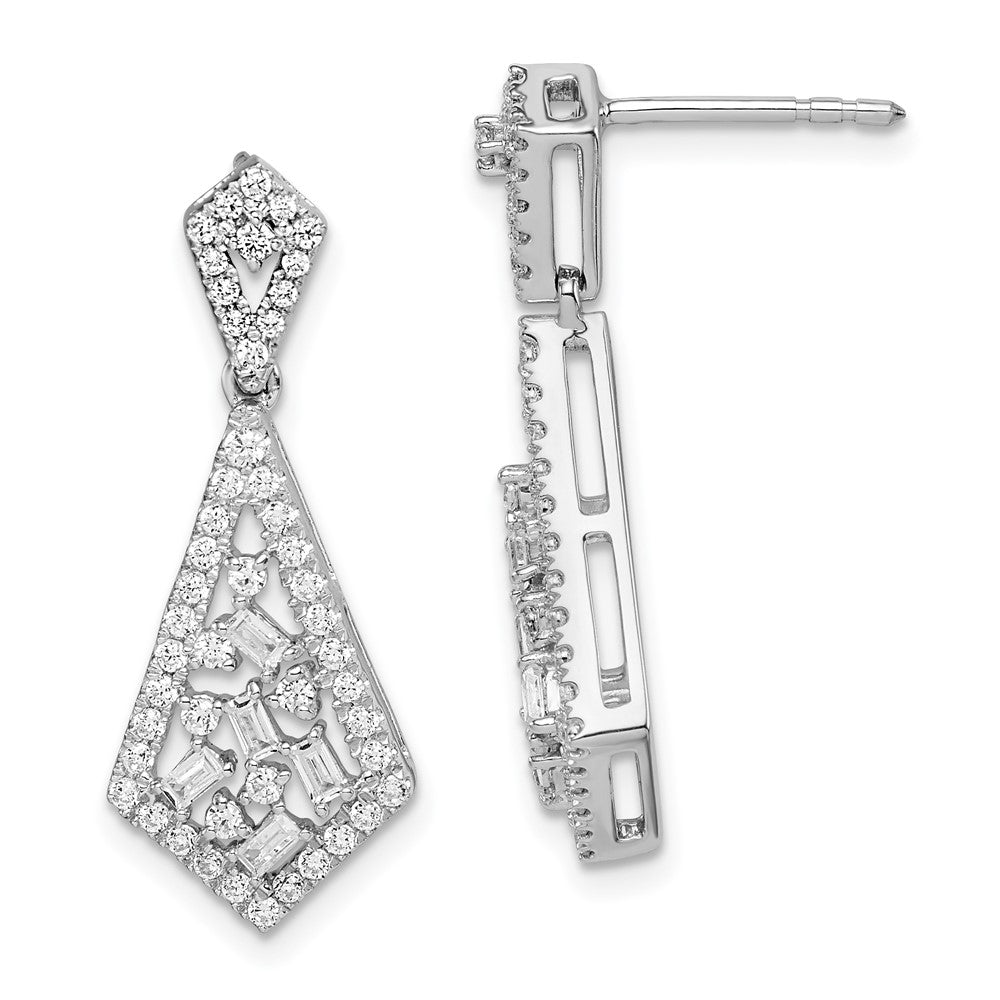 14K Weißgold Diamant Ohrhänger, poliert, mit Fantasie-Design