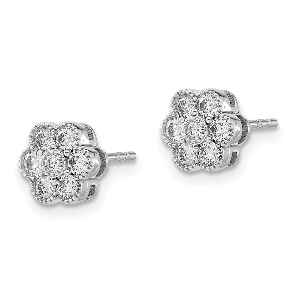 14K Weißgold Ohrstecker mit floralem Echt-Diamant-Design