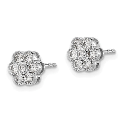 14K Weißgold Ohrstecker mit floralem Echt-Diamant-Design