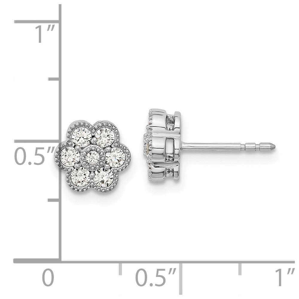 14K Weißgold Ohrstecker mit floralem Echt-Diamant-Design