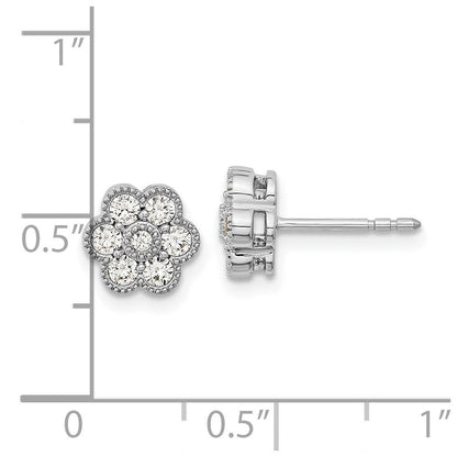 14K Weißgold Ohrstecker mit floralem Echt-Diamant-Design