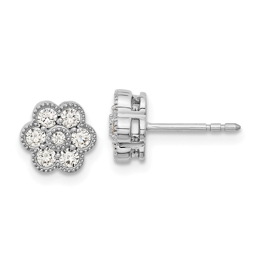 14K Weißgold Ohrstecker mit floralem Echt-Diamant-Design