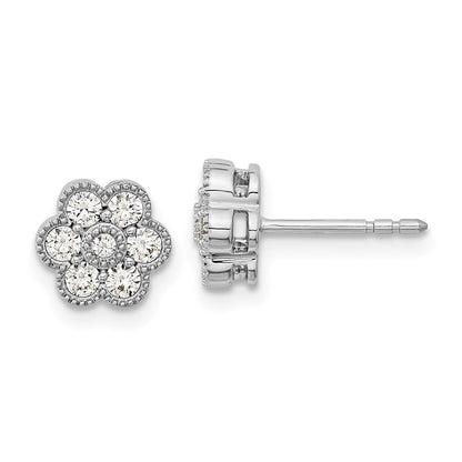 14K Weißgold Ohrstecker mit floralem Echt-Diamant-Design