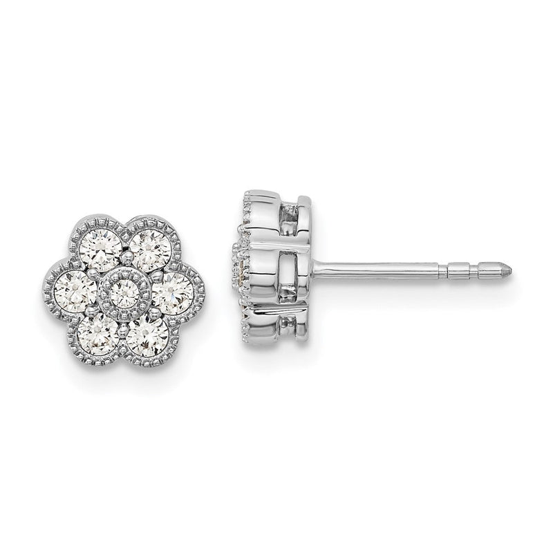 14K Weißgold Ohrstecker mit floralem Echt-Diamant-Design