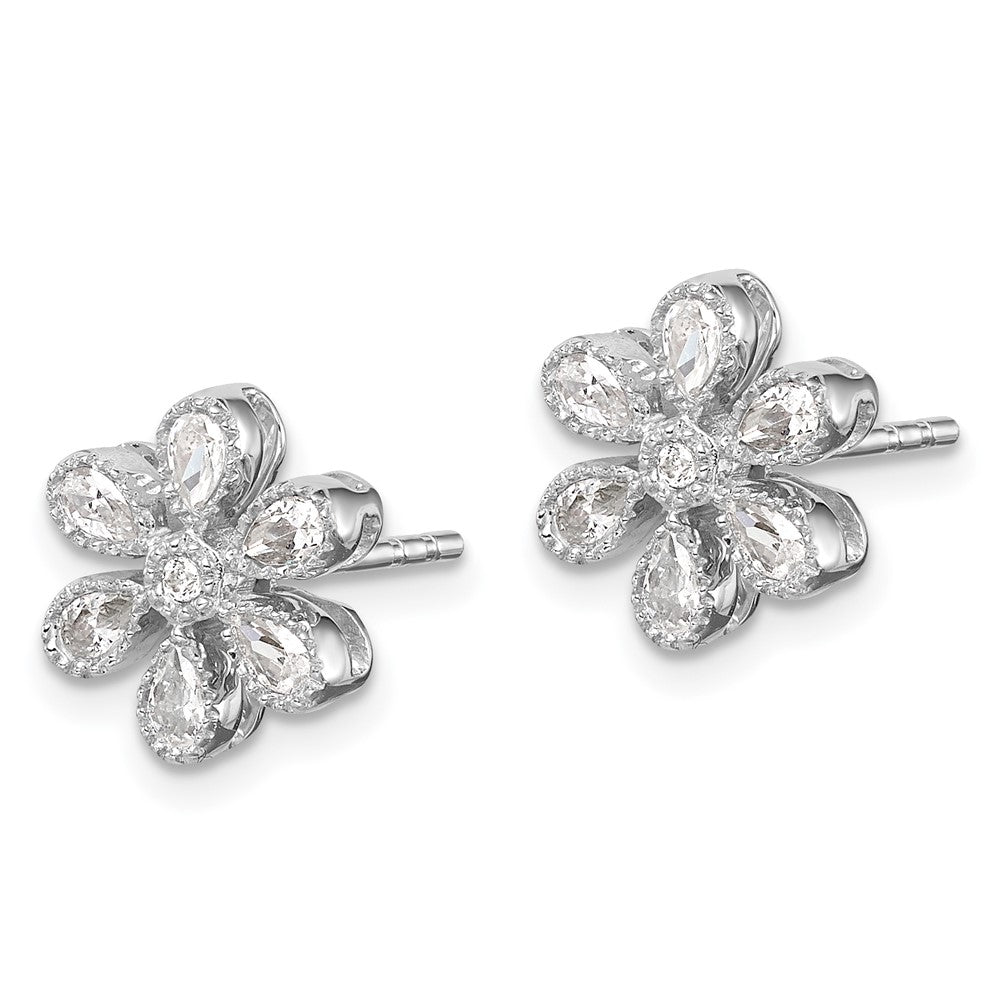 14K Weißgold Ohrstecker mit Blumen-Diamanten
