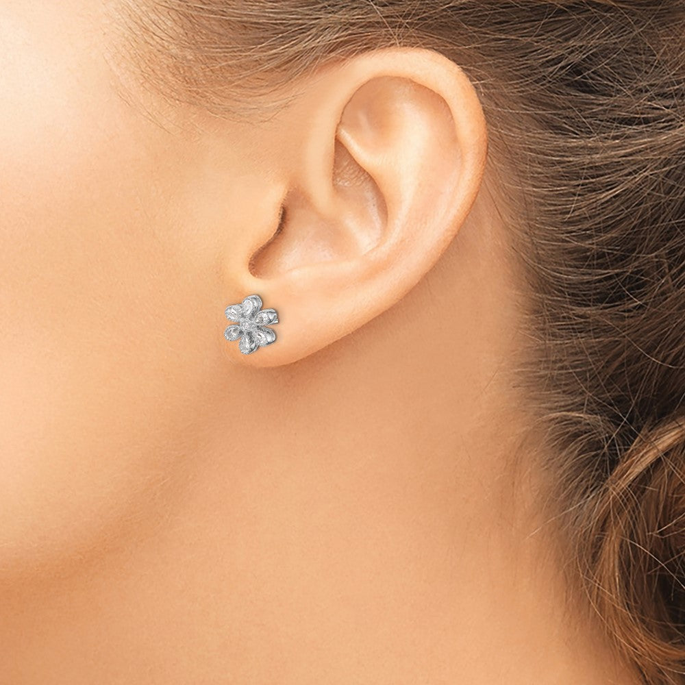 14K Weißgold Ohrstecker mit Blumen-Diamanten