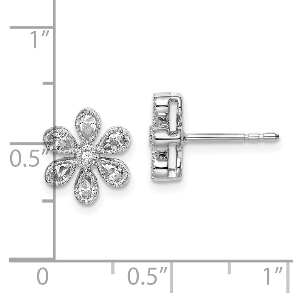 14K Weißgold Ohrstecker mit Blumen-Diamanten