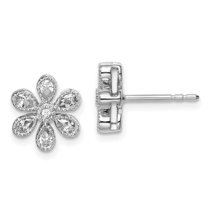 14K Weißgold Ohrstecker mit Blumen-Diamanten