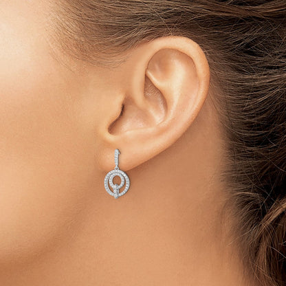 14K Weißgold Kreis Diamant-Ohrhänger mit Diamanten