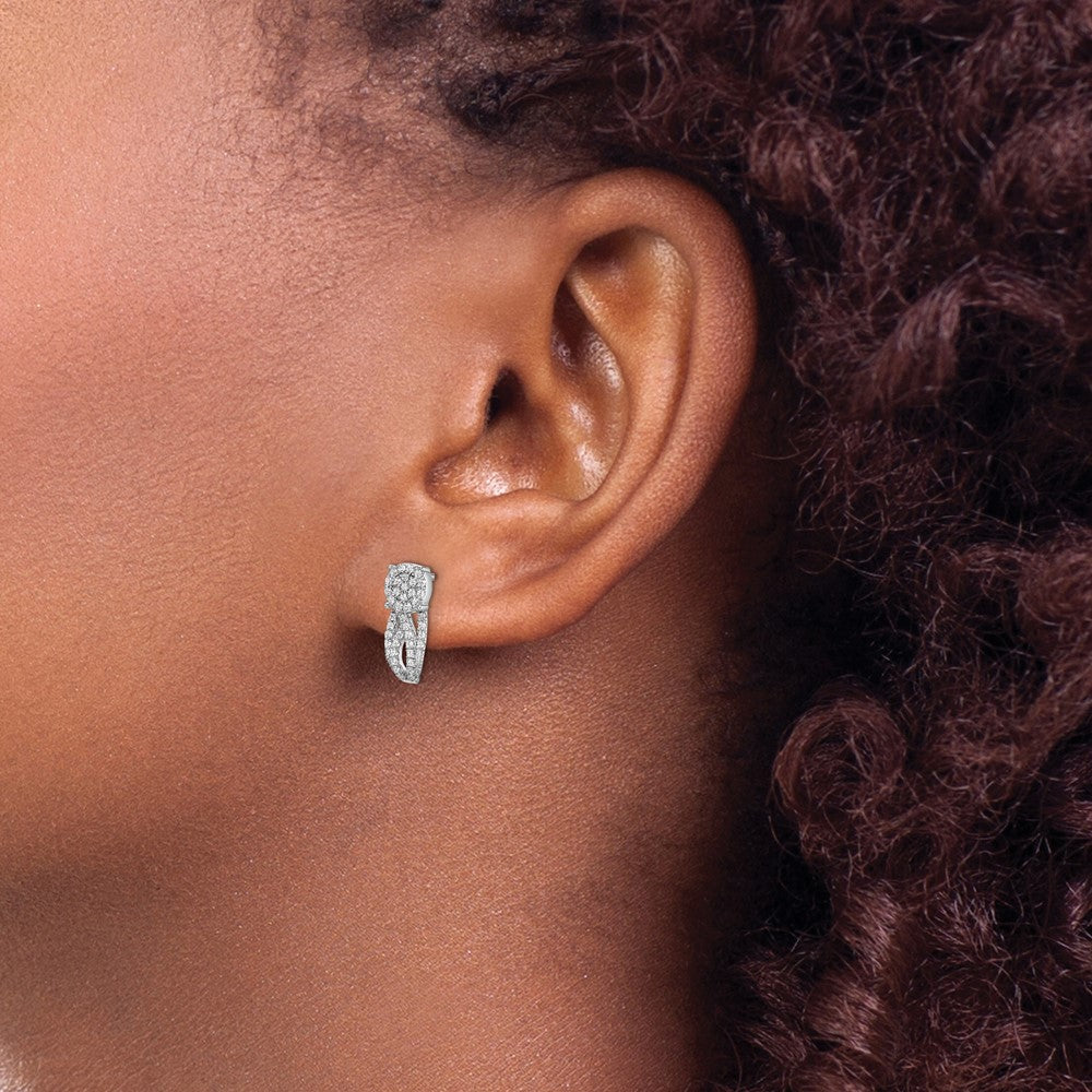 14K Weißgold Fancy Vintage Ohrstecker mit echten Diamanten