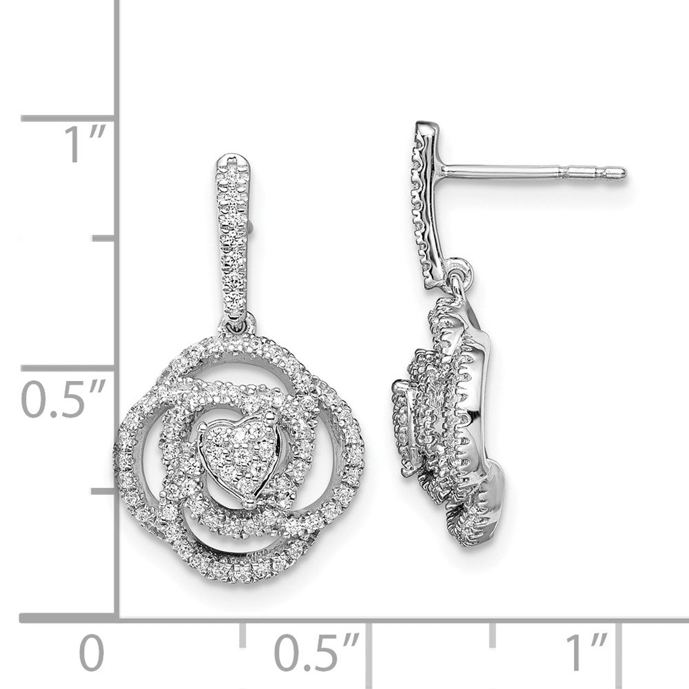 14K Weißgold Ohrhänger mit Blumen-Design und echten Diamanten