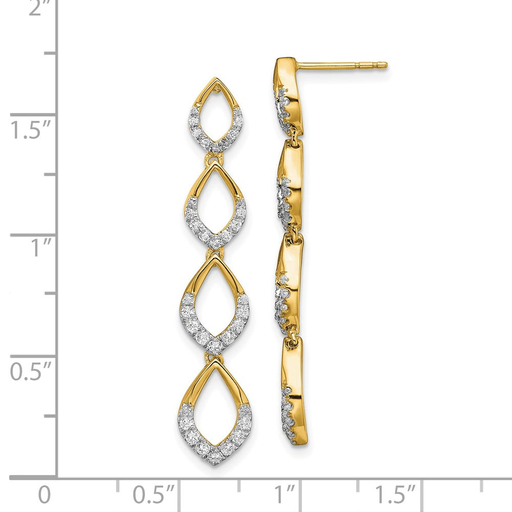 14K Gelbgold polierte Ohrhänger mit echten Diamanten