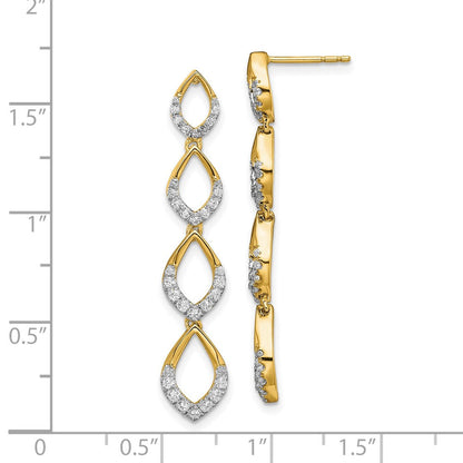 14K Gelbgold polierte Ohrhänger mit echten Diamanten