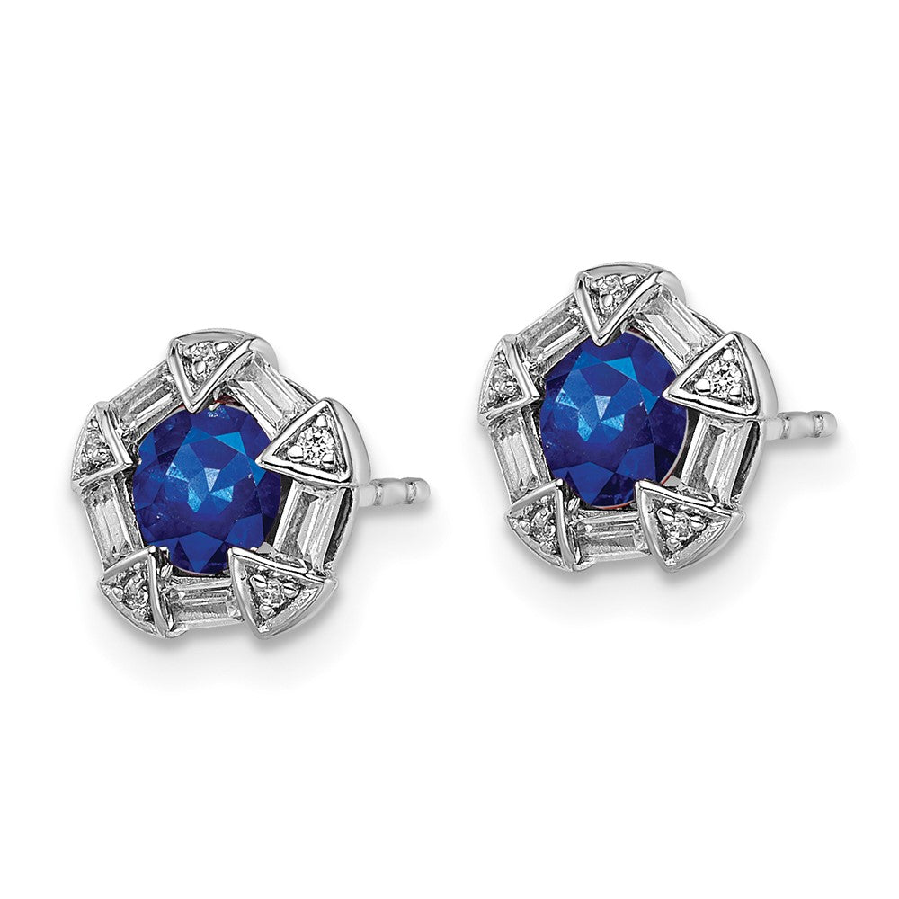 14K Weißgold Saphir- und Echtdiamant-Ohrstecker