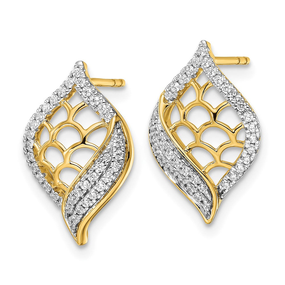 14K Gelbgold Diamant-Ohrstecker, poliert, fantasievolles Design