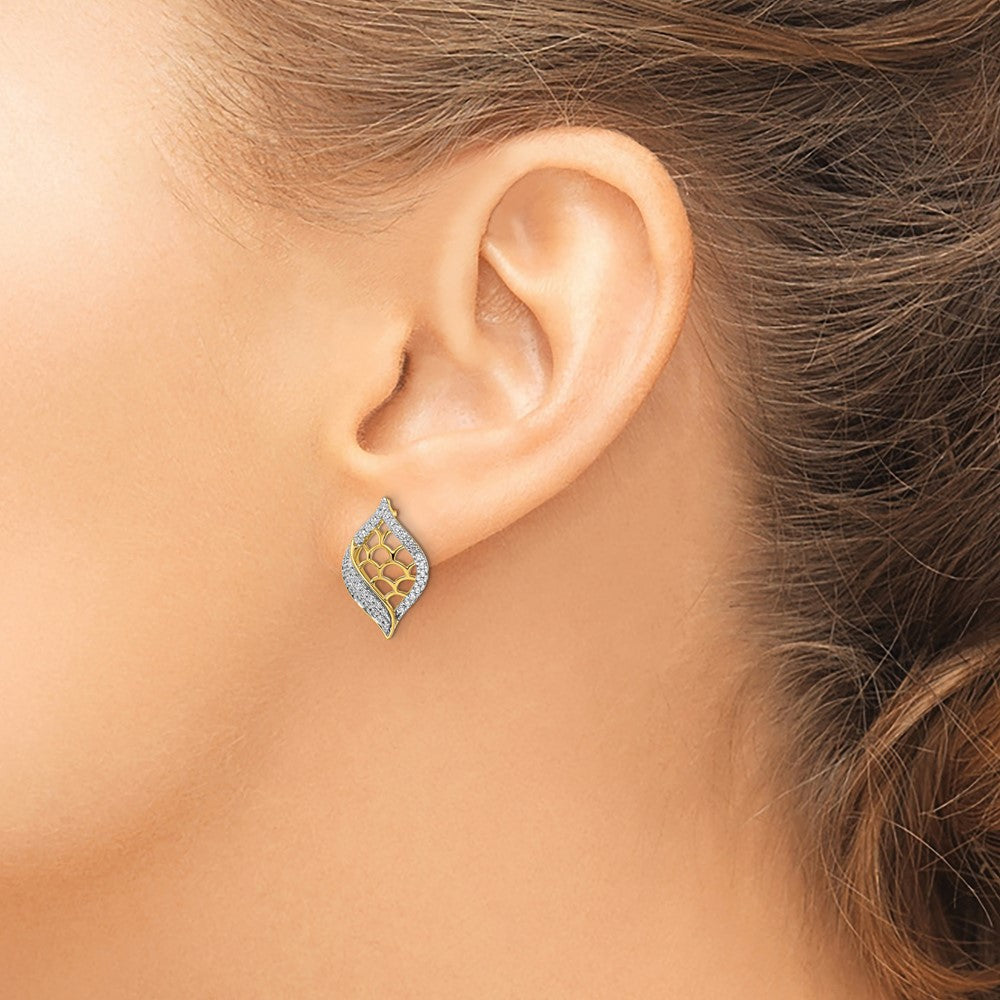 14K Gelbgold Diamant-Ohrstecker, poliert, fantasievolles Design