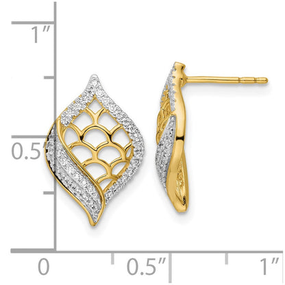 14K Gelbgold Diamant-Ohrstecker, poliert, fantasievolles Design
