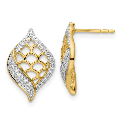14K Gelbgold Diamant-Ohrstecker, poliert, fantasievolles Design