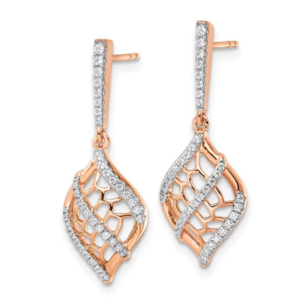 14K Roségold Polierte Fancy Diamant-Ohrhänger mit Steckverschluss