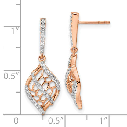 14K Roségold Polierte Fancy Diamant-Ohrhänger mit Steckverschluss