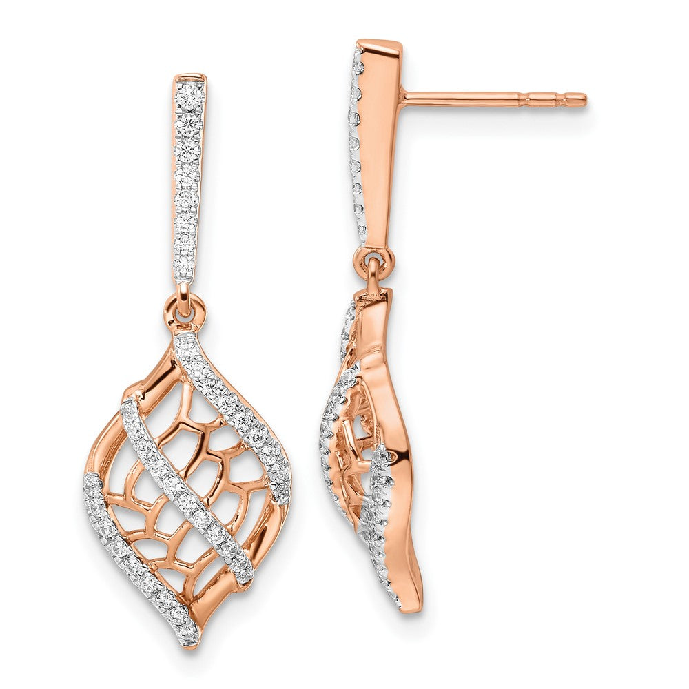 14K Roségold Polierte Fancy Diamant-Ohrhänger mit Steckverschluss