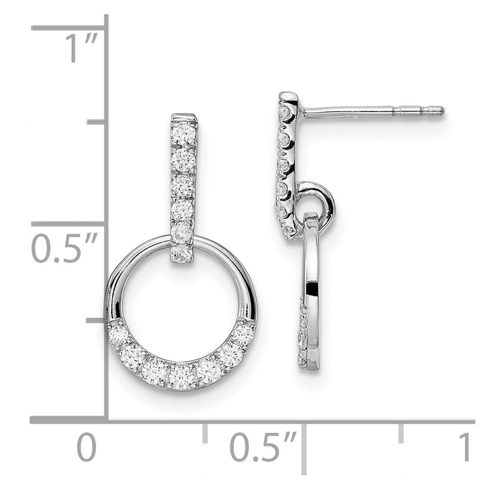 14K Weißgold Kreis Diamant-Ohrhänger mit echten Diamanten, Ohrstecker-Verschluss