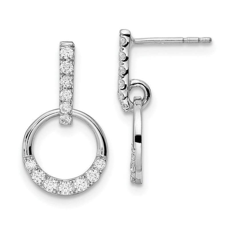 14K Weißgold Kreis Diamant-Ohrhänger mit echten Diamanten, Ohrstecker-Verschluss