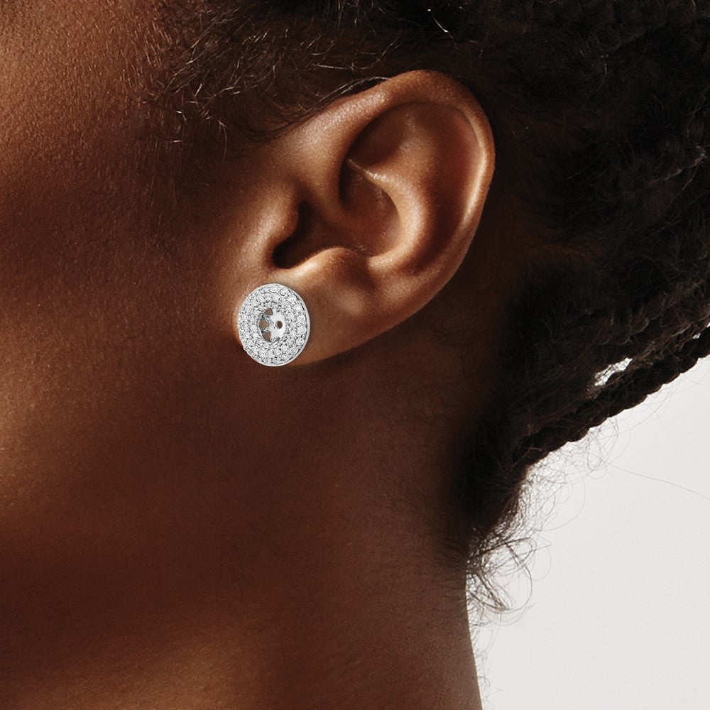 14K Weißgold Ohrring-Jackets mit echten Diamanten