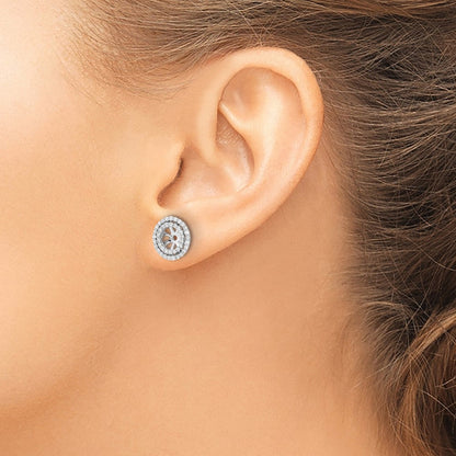 14K Weißgold Ohrring-Jackets mit echten Diamanten