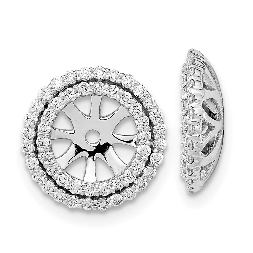 14K Weißgold Ohrring-Jackets mit echten Diamanten