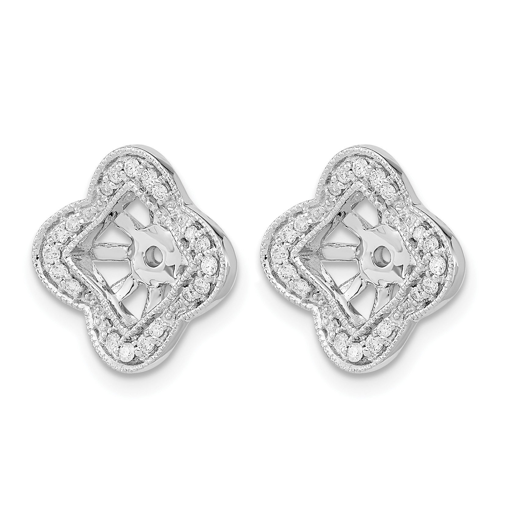14K Weißgold Ohrring-Jackets mit echten Diamanten