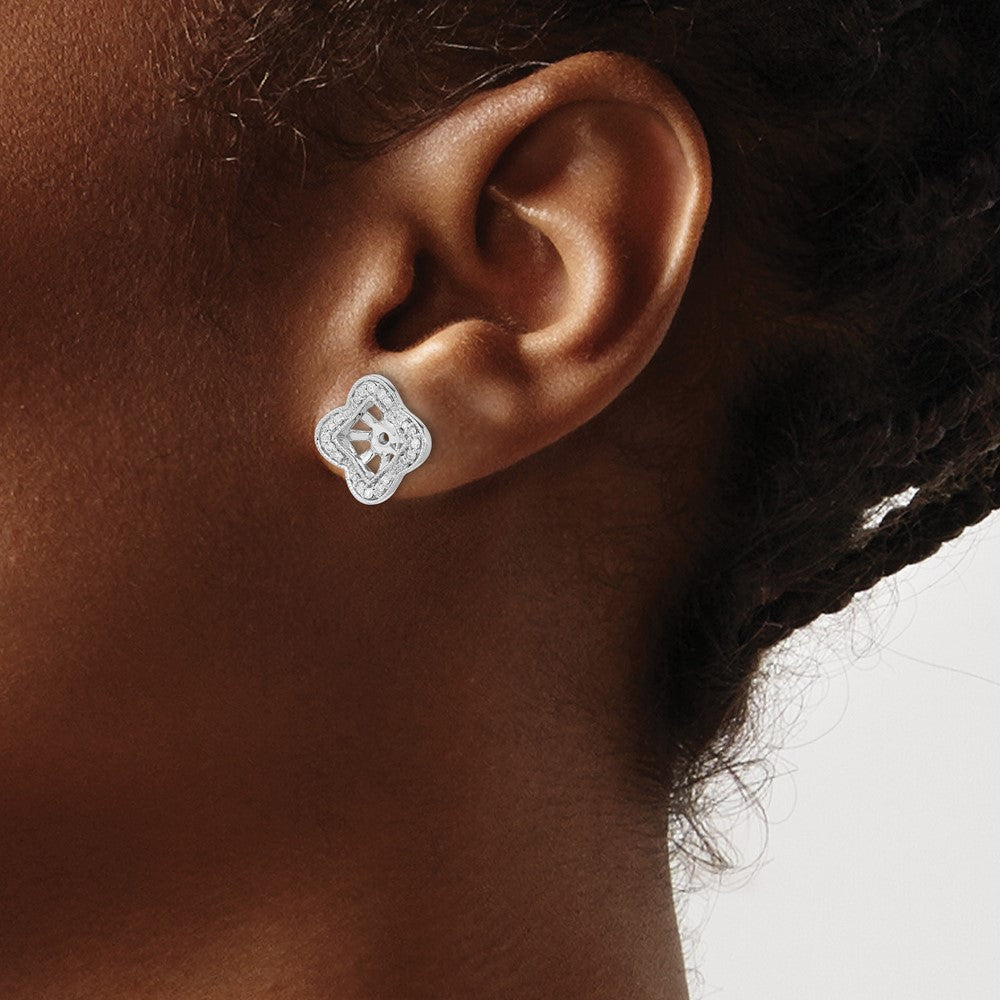 14K Weißgold Ohrring-Jackets mit echten Diamanten