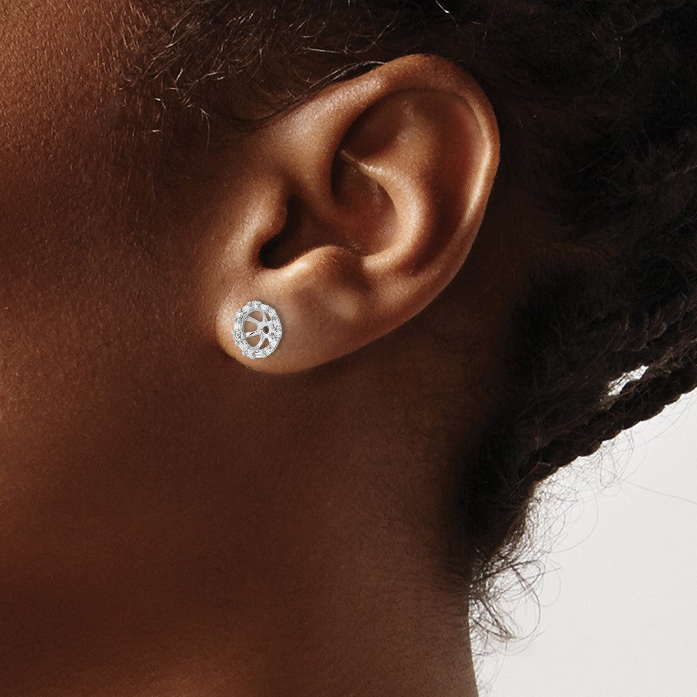 14K Weissgold Ohrring-Jackets mit echten Diamanten