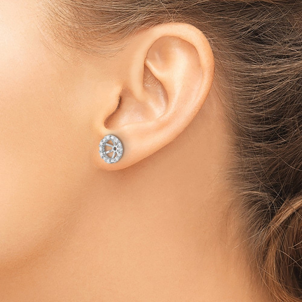 14K Weißgold Ohrring-Jackets mit echten Diamanten