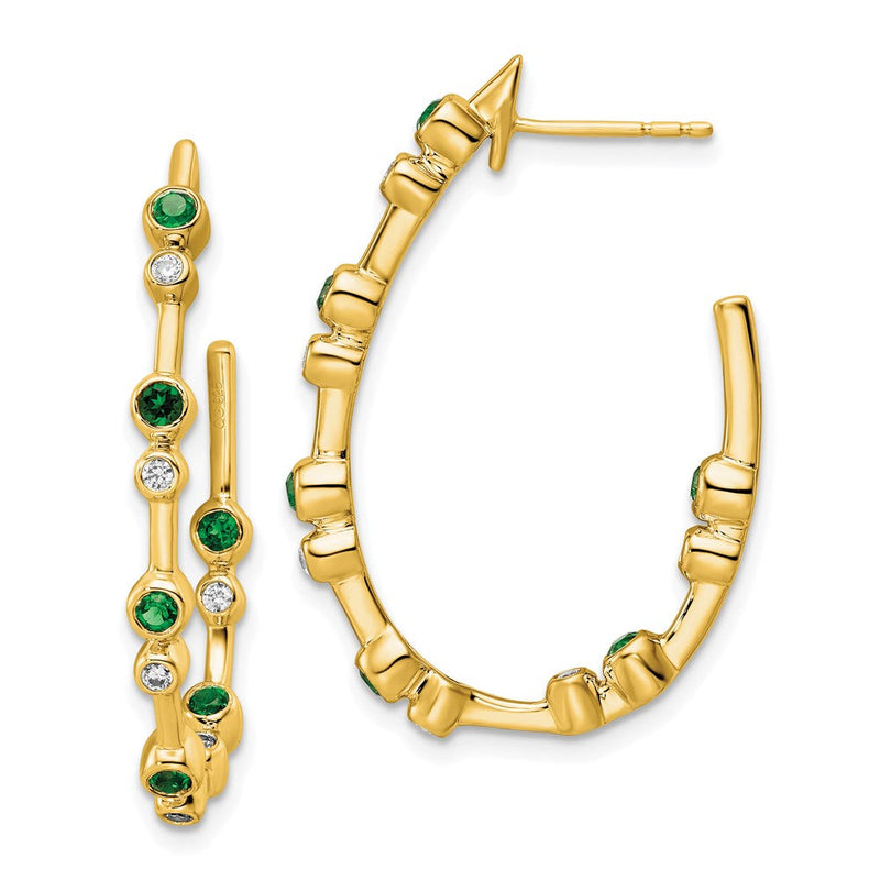 14K Gelbgold True Origin 1/5 Karat Im Labor Gezüchtet Diamant Vs Def und Smaragd Stecker Creolen