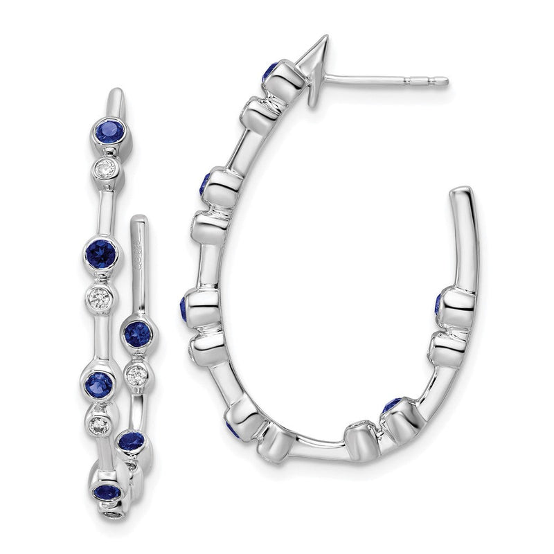 14K Weißgold True Origin 1/5 Karat Im Labor Gezüchtet Diamant Vs Def und Blau Saphir Stecker Creolen