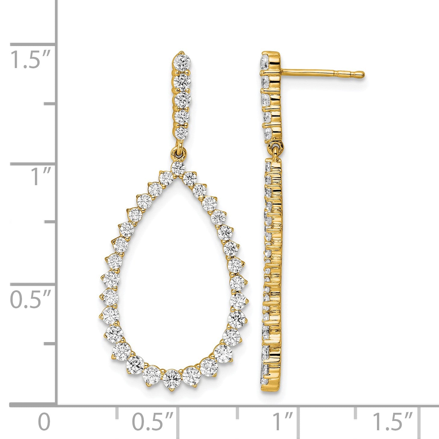 14K Gelbgold True Origin 1 1/2 Karat Im Labor Gezüchtet Diamant Vs Def Fantasie Hängend Creolen