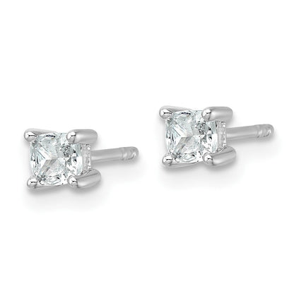 14K Weißgold 0,5 ct. Zertifizierte Labor-Diamant Ohrstecker VS/SI+ G+ im Kissenschliff, 4-Krappenfassung, Hohes Gewicht