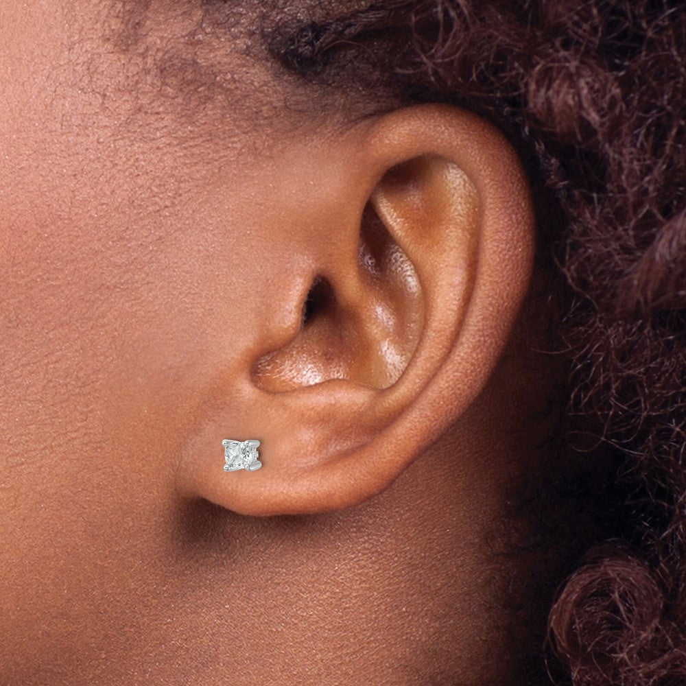 14K Weißgold 0,5 ct. Zertifizierte Labor-Diamant Ohrstecker VS/SI+ G+ im Kissenschliff, 4-Krappenfassung, Hohes Gewicht