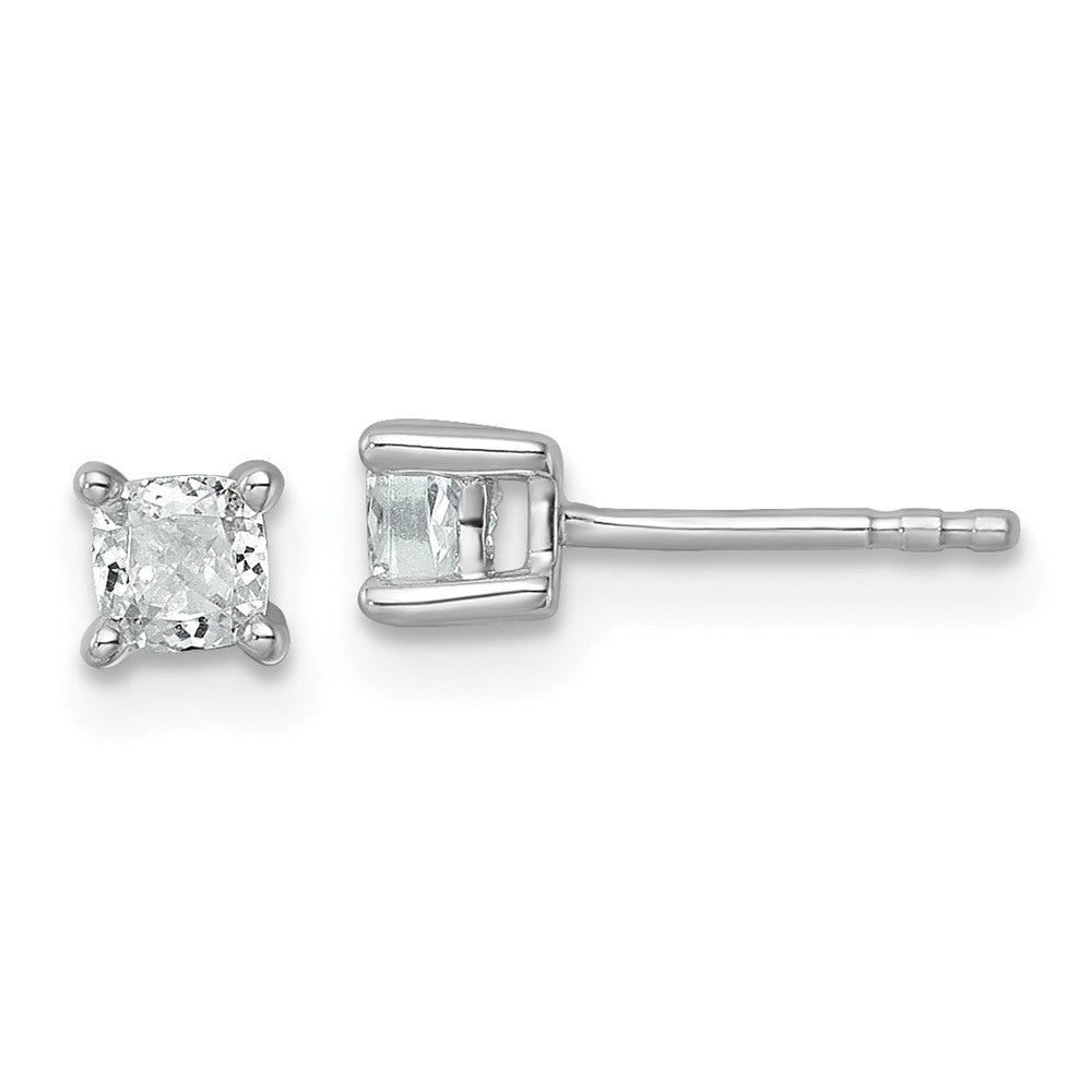14K Weißgold 0,5 ct. Zertifizierte Labor-Diamant Ohrstecker VS/SI+ G+ im Kissenschliff, 4-Krappenfassung, Hohes Gewicht