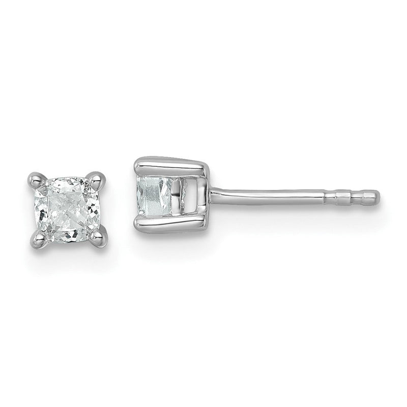 14K Weißgold 0,5 ct. Zertifizierte Labor-Diamant Ohrstecker VS/SI+ G+ im Kissenschliff, 4-Krappenfassung, Hohes Gewicht