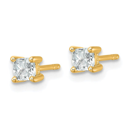14K Gelbgold Ohrstecker mit 0,5 ct. zertifizierten, im Labor gezüchteten Diamanten, Kissenschliff, VS/SI+ G+, 4-Krappenfassung, schweres Gewicht