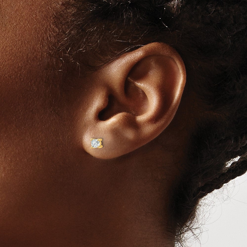 14K Gelbgold Ohrstecker mit 0,5 ct. zertifizierten, im Labor gezüchteten Diamanten, Kissenschliff, VS/SI+ G+, 4-Krappenfassung, schweres Gewicht