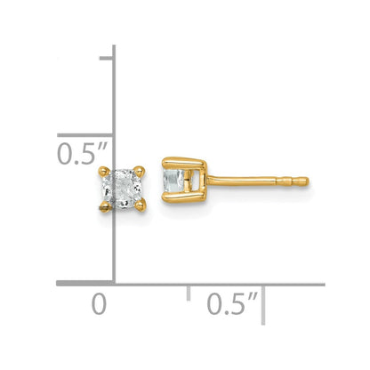 14K Gelbgold Ohrstecker mit 0,5 ct. im Labor gezüchteten Diamanten VS/SI+ G+ im Kissenschliff, 4er-Krappenfassung, hohes Gewicht