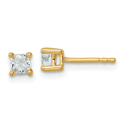 14K Gelbgold Ohrstecker mit 0,5 ct. zertifizierten, im Labor gezüchteten Diamanten, Kissenschliff, VS/SI+ G+, 4-Krappenfassung, schweres Gewicht