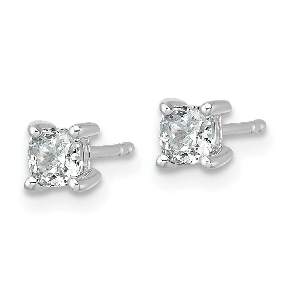 14K Weißgold Ohrstecker mit 0,75 ct. Laborgezüchteten Diamanten VS/SI+ G+, Kissenschliff, 4-Krappen-Fassung, Schwere Ausführung