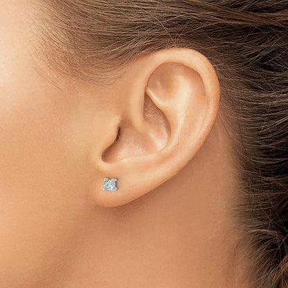 14K Weißgold Ohrstecker mit 0,75 ct. Laborgezüchteten Diamanten VS/SI+ G+, Kissenschliff, 4-Krappen-Fassung, Schwere Ausführung